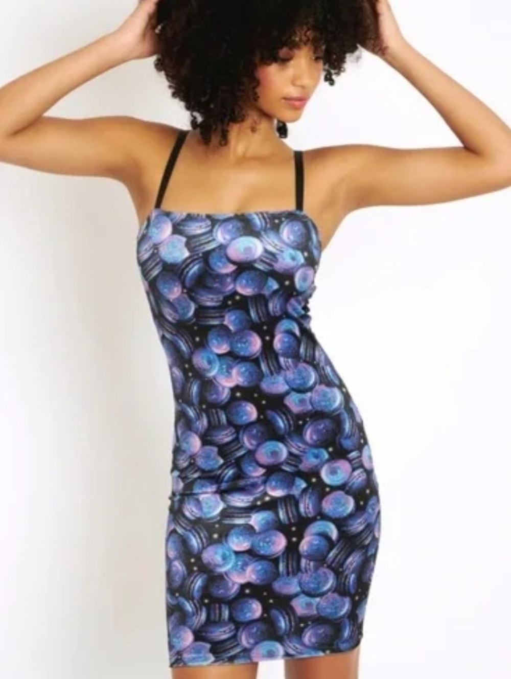 BLACKMILK SPACE MACAROONS Galaxy kawaii VELVET Mini Dress Purple/Blue M - Picture 2 of 10